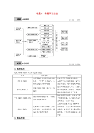 高中历史 专题四 中国近现代社会生活的变迁学案4 人民版必修2-人民版高一必修2历史学案