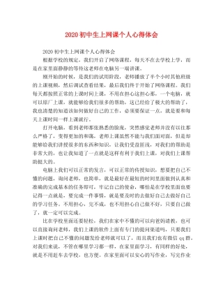 2024初中生上网课个人心得体会 