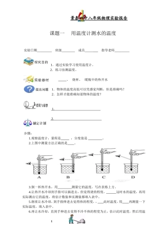 八年级学生实验报告（修订版