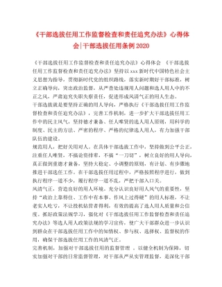 《干部选拔任用工作监督检查和责任追究办法》心得体会-干部选拔任用条例2024 