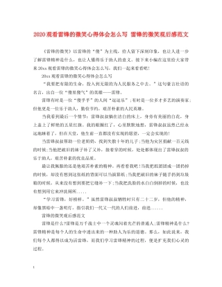 2024观看雷锋的微笑心得体会怎么写 雷锋的微笑观后感范文 