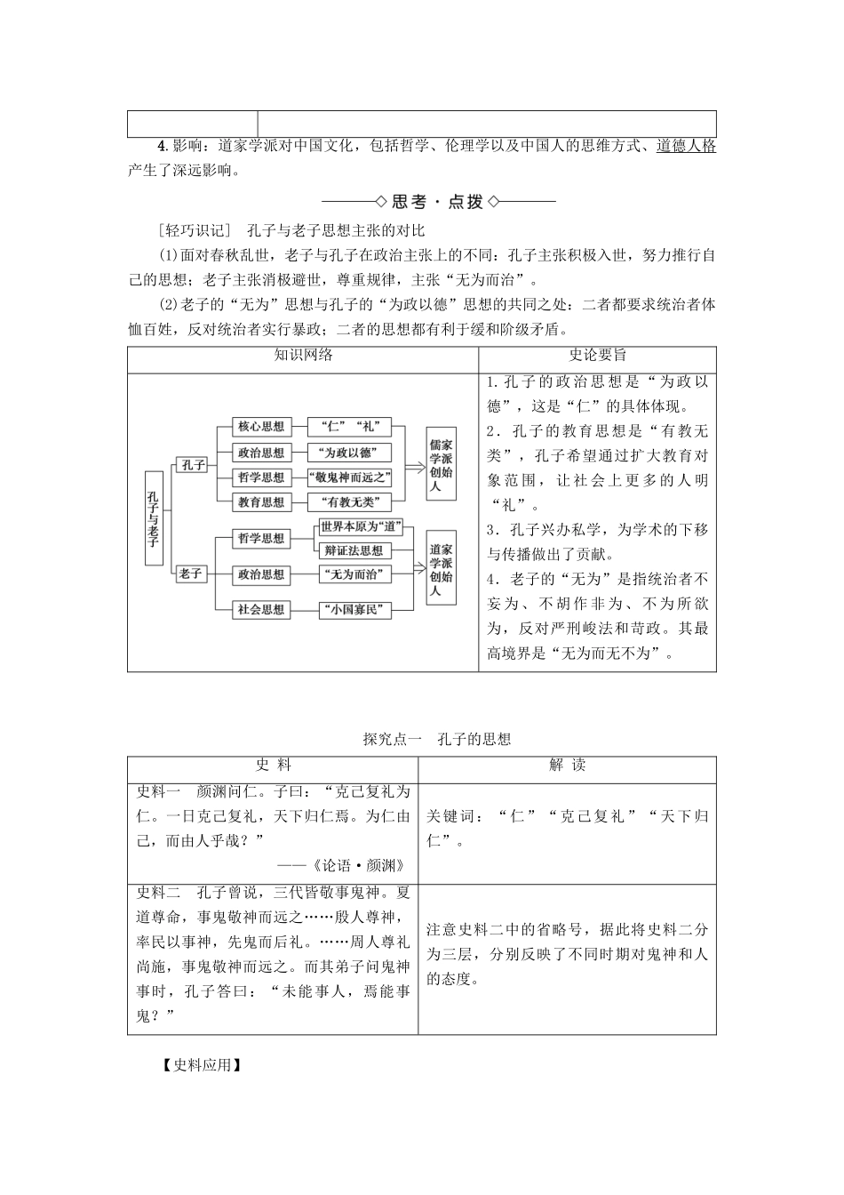 高中历史 第1单元 中国古代思想宝库 第1课 孔子与老子学案 岳麓版必修3-岳麓版高二必修3历史学案_第2页