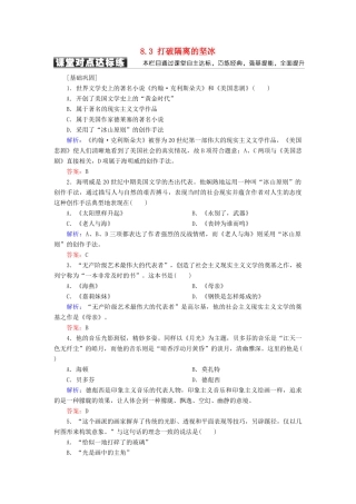 高中历史 专题八 19世纪以来的文学艺术 8.3 打破隔离的坚冰学案 人民版必修3-人民版高一必修3历史学案