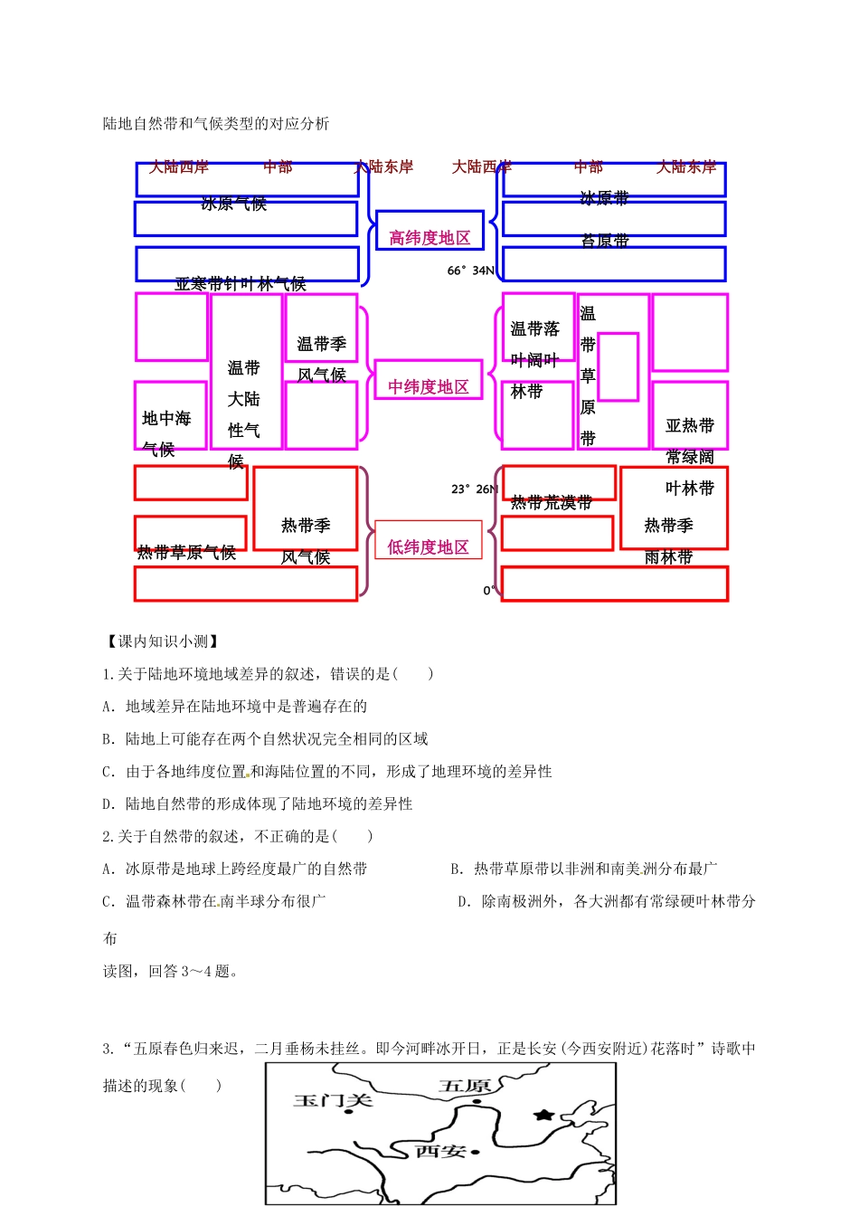 广东省佛山市禅城实验高级中学高中地理 5.2自然地理环境的差异性学案 新人教版必修1_第2页