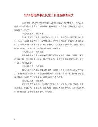 2024街道办事处民生工作自查报告范文 