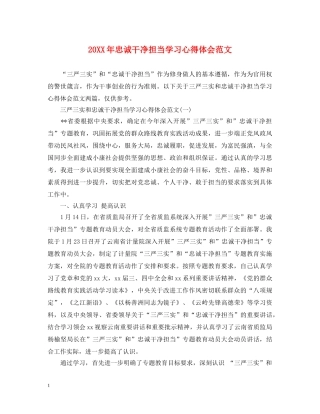 20XX年忠诚干净担当学习心得体会范文 