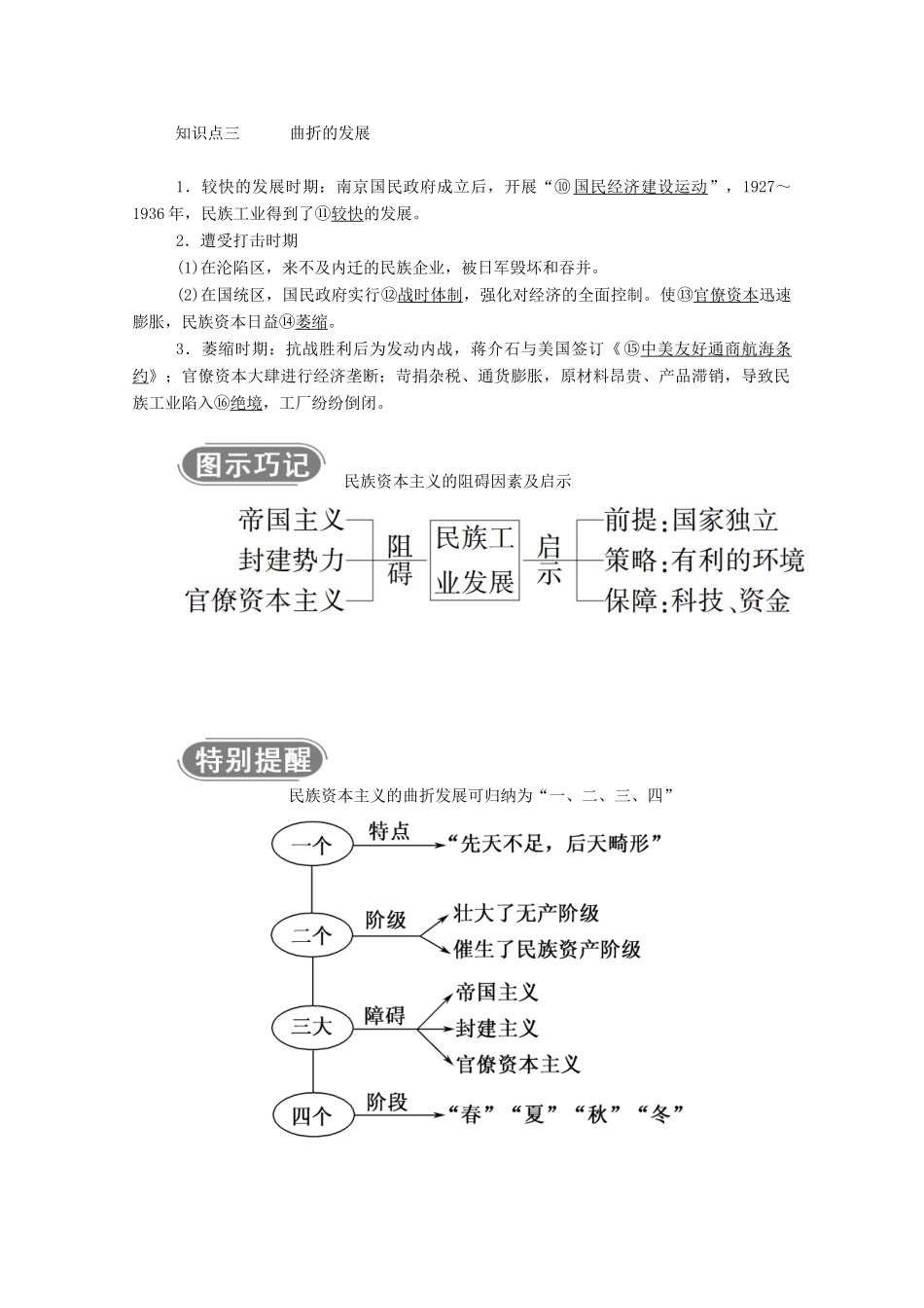 高中历史 第三单元 近代中国经济结构的变动与资本主义的曲折发展 第10课 中国民族资本主义的曲折发展学案（含解析）新人教版必修2-新人教版高一必修2历史学案_第2页