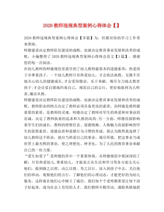 2024教师违规典型案例心得体会【】 