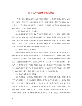 12月工作心得体会范文报告 