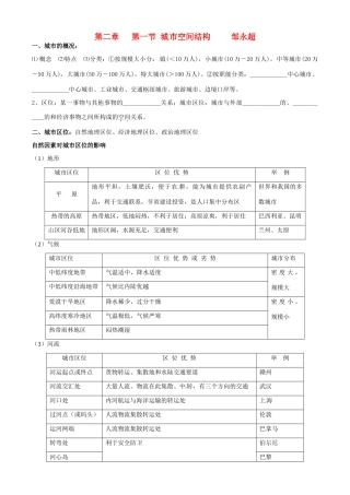 河北省张家口一中高一地理 2.1《城市空间结构》学案