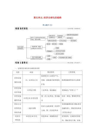 高中历史 第五单元 经济全球化的趋势单元提升（五）学案 岳麓版必修2-岳麓版高一必修2历史学案