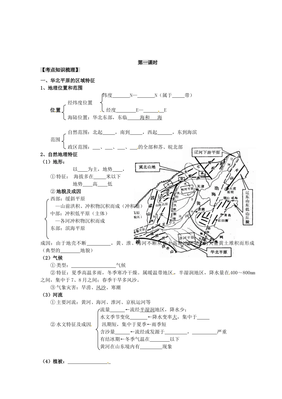 四川省富顺县第三中学高三地理 第三章 华北平原复习学案（1）_第2页