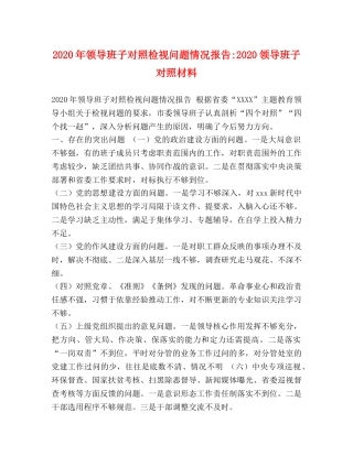 2024年领导班子对照检视问题情况报告-2024领导班子对照材料 