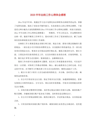 2024半年出纳工作心得体会感想 