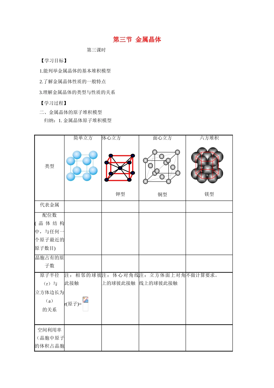 高中化学《金属晶体》学案6 新人教版选修3_第1页