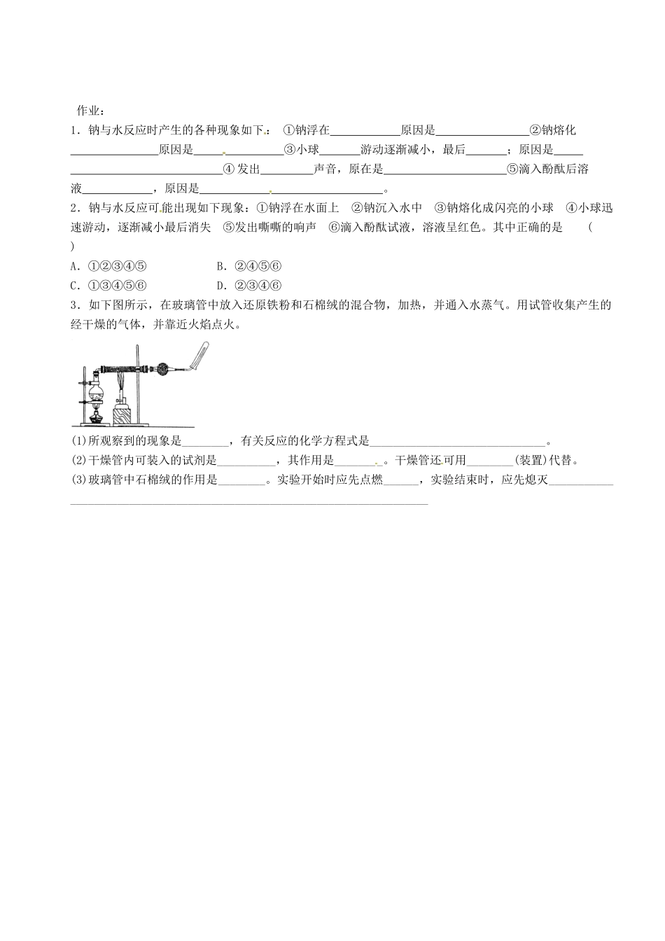云南省云大附中高一化学《金属的化学性质》学案_第2页