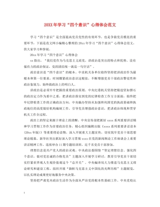 20XX年学习“四个意识”心得体会范文 (000002)