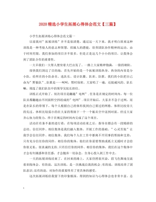 2024精选小学生拓展心得体会范文【三篇】 