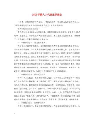 20XX年镇人大代表述职报告 
