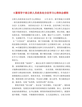 6篇领导干部公职人员政务处分法学习心得体会感悟 
