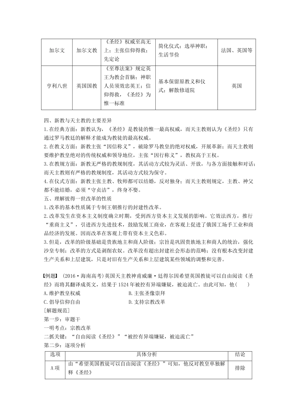 高中历史 第三单元 西方近代早期的改革单元学习总结学案 岳麓版选修1-岳麓版高二选修1历史学案_第2页