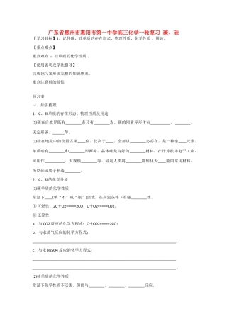 广东省惠州市惠阳市第一中学高三化学一轮复习 碳、硅 