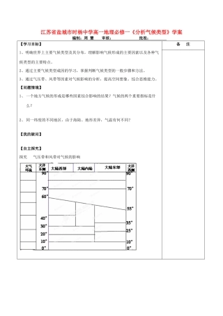 江苏省盐城市时杨中学高中地理《分析气候类型》学案 鲁教版必修1