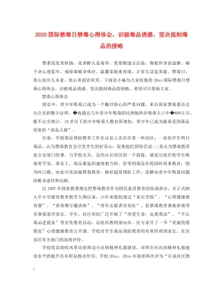 2024国际禁毒日禁毒心得体会，识破毒品诱惑，坚决抵制毒品的侵略 