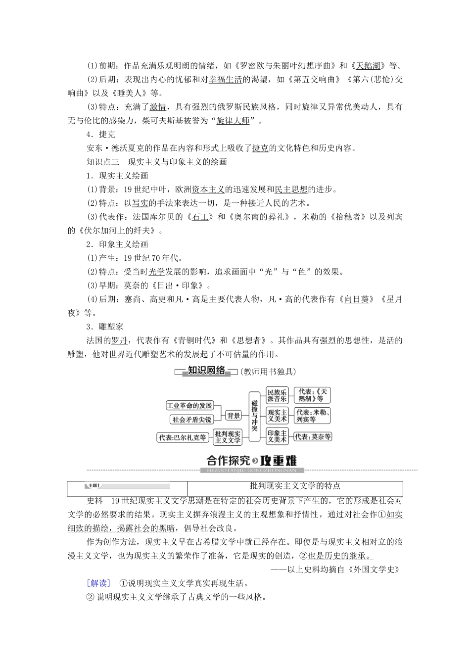 高中历史 专题8 19世纪以来的文学艺术 2 碰撞与冲突学案 人民版必修3-人民版高二必修3历史学案_第2页