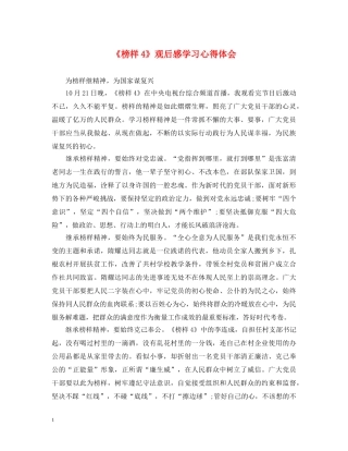 《榜样4》观后感学习心得体会 