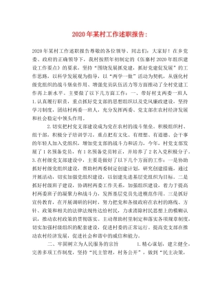 2024年某村工作述职报告- 