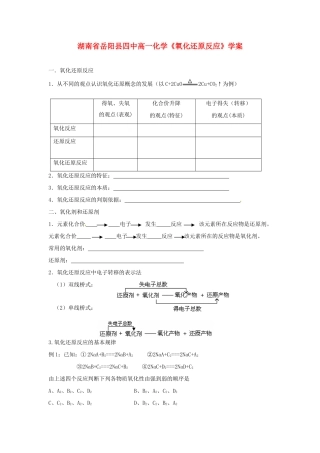 湖南省岳阳县四中高一化学《氧化还原反应》学案