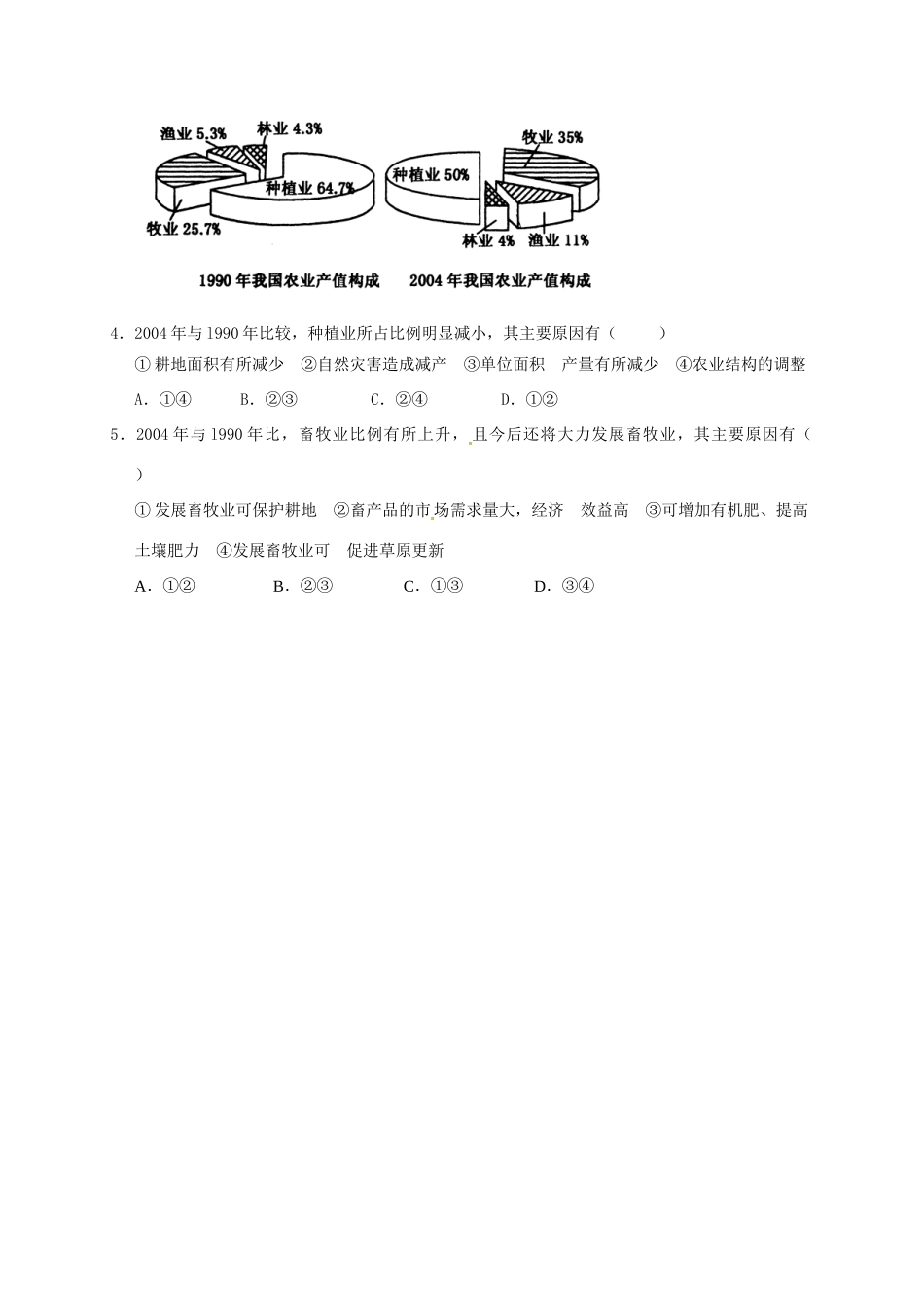 山东省乐陵市高考地理一轮复习 第六讲 中国的农业（第一课时）学案-人教版高三全册地理学案_第3页