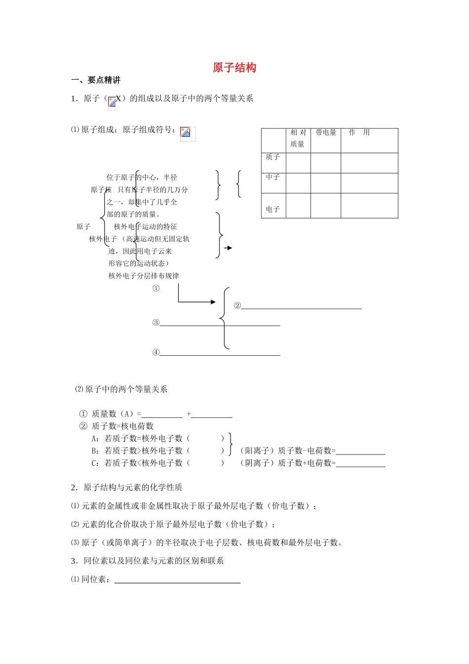 高中化学《原子结构》学案8 鲁科版必修2_第1页