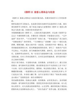 《榜样3》观看心得体会与收获 