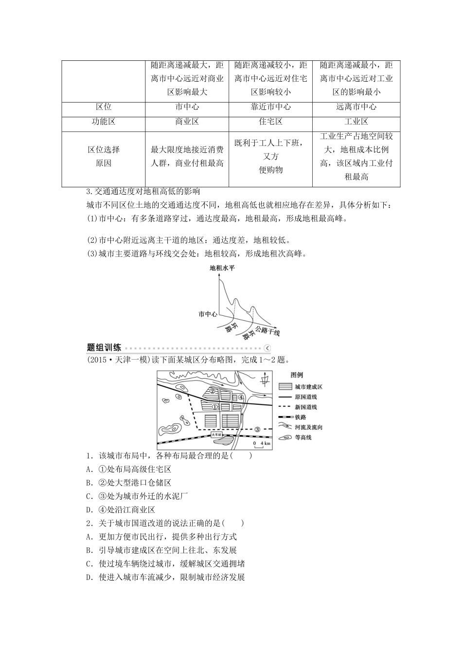 优化方案（福建专用）高考地理总复习 第七章 第17讲 城市内部空间结构和不同等级城市的服务功能学案-人教版高三全册地理学案_第3页