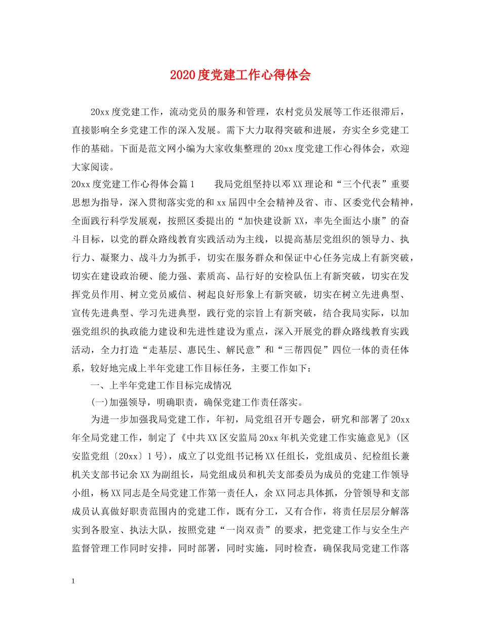 2024度党建工作心得体会 _第1页