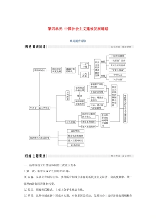高中历史 第四单元 中国社会主义建设发展道路单元提升（四）学案 岳麓版必修2-岳麓版高一必修2历史学案