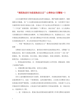 “规范执法行为促进执法公正”心得体会(交警版一) 