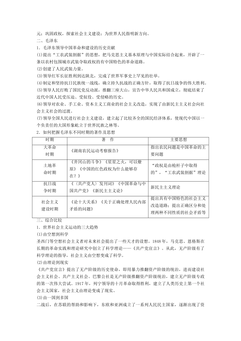 高中历史 专题五 无产阶级革命家专题总结学案 人民版选修4-人民版高二选修4历史学案_第2页