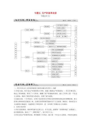 高中历史 专题五 无产阶级革命家专题总结学案 人民版选修4-人民版高二选修4历史学案