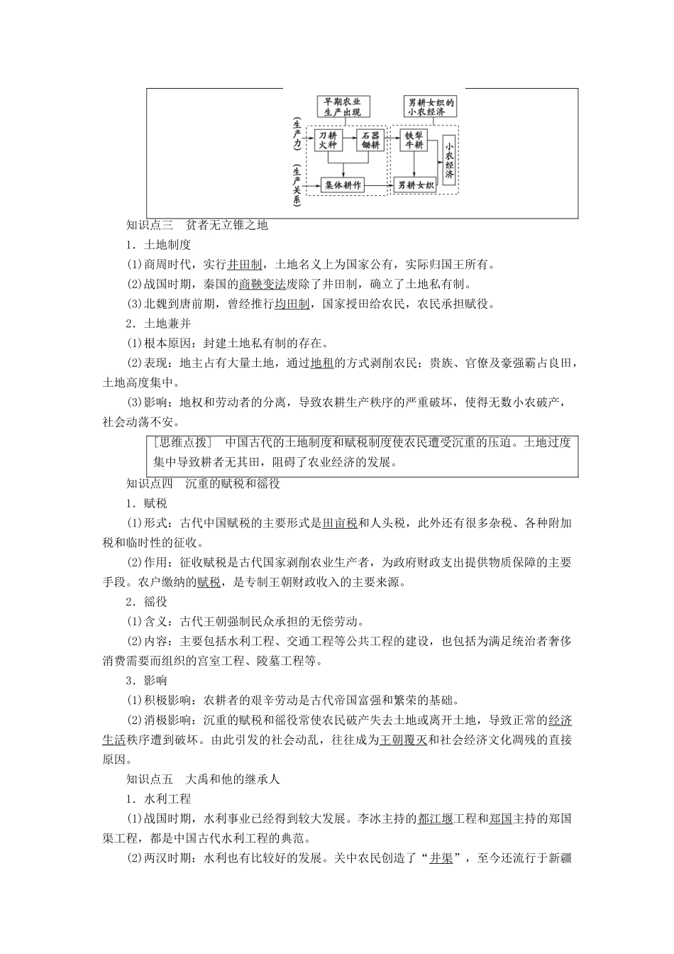 高中历史 专题1 古代中国经济的基本结构与特点 1 古代中国的农业经济学案 人民版必修2-人民版高一必修2历史学案_第2页