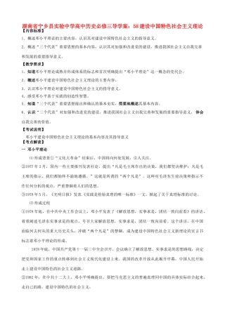 湖南省宁乡县实验中学高中历史 建设中国特色社会主义理论导学案 新人教版必修3