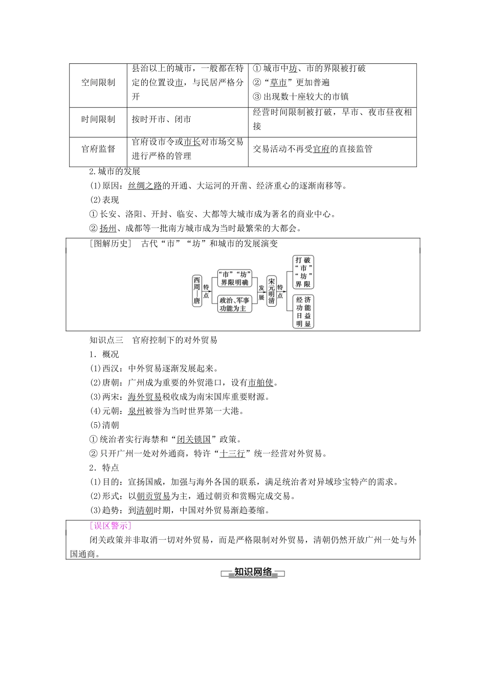 高中历史 第1单元 古代中国经济的基本结构与特点 第3课 古代商业的发展学案 新人教版必修2-新人教版高一必修2历史学案_第2页