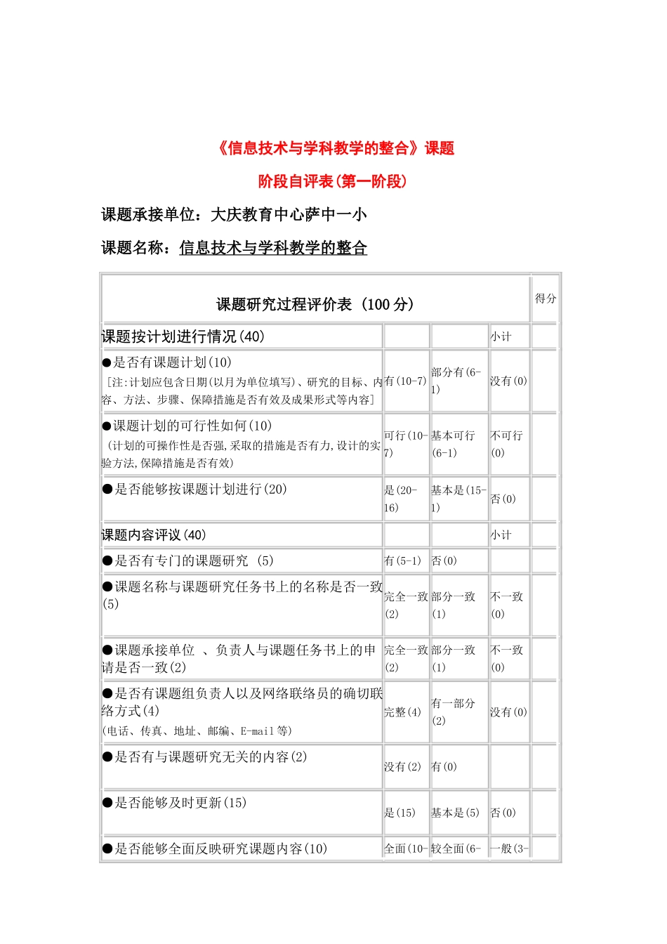 教研阶段自评表(第一阶段)_第1页