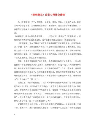 《青铜葵花》读书心得体会感悟 