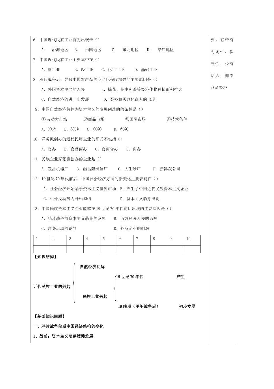 高中历史 《近代中国民族工业的兴起》学案2 人民版必修2_第2页