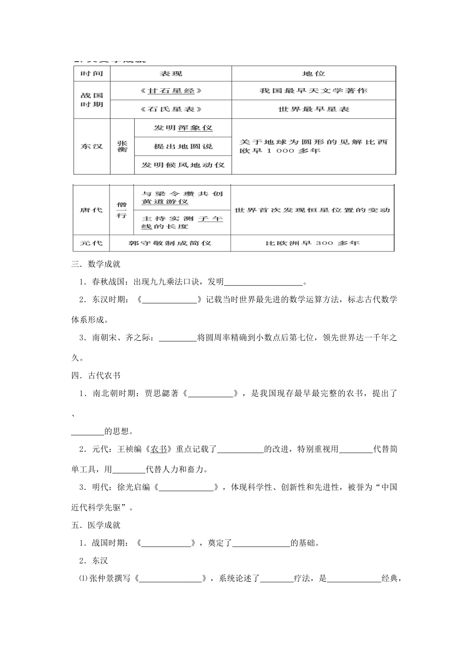 高中历史 第6课 中国古代的科学技术学案+课时训练 岳麓版历史必修3_第2页