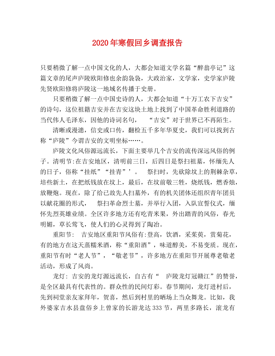 2024年寒假回乡调查报告 _第1页