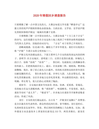 2024年寒假回乡调查报告 